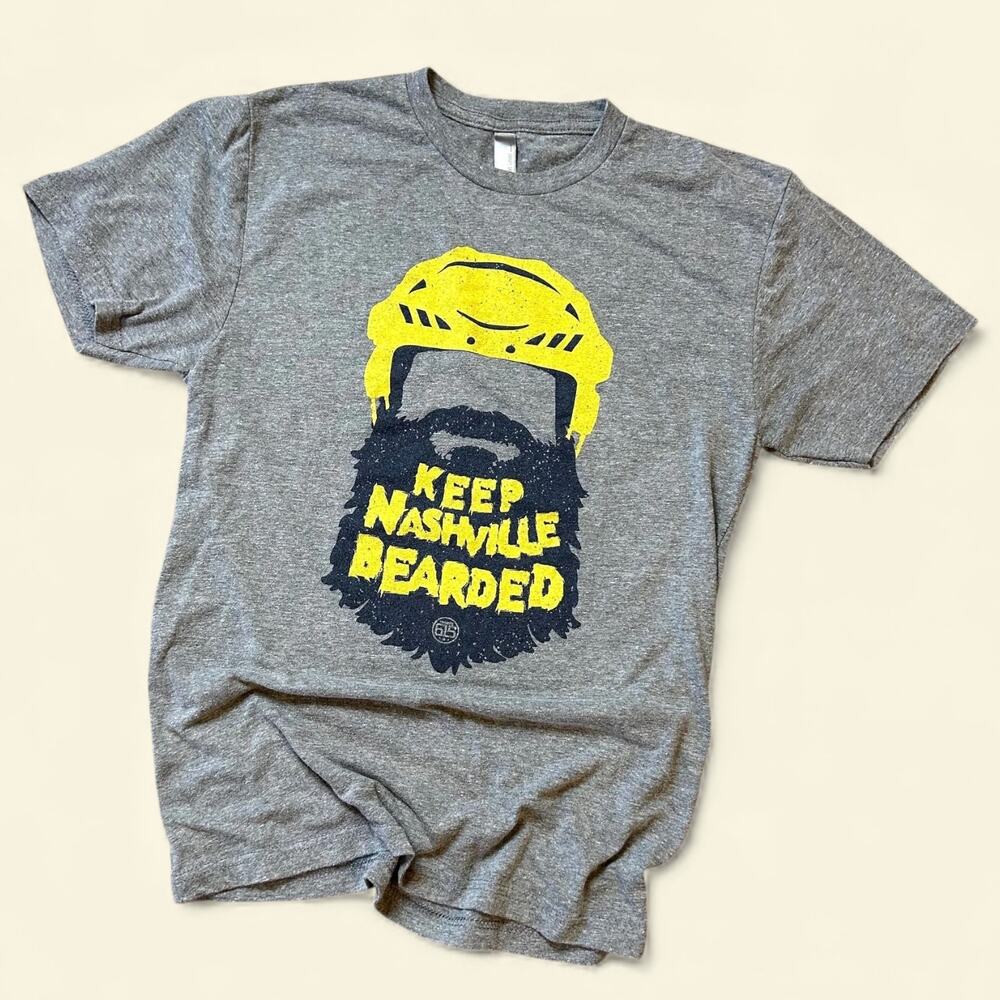 Nashville Predators T Shirt Men's SMALL Keep Nashville Bearded Project 615 NHL